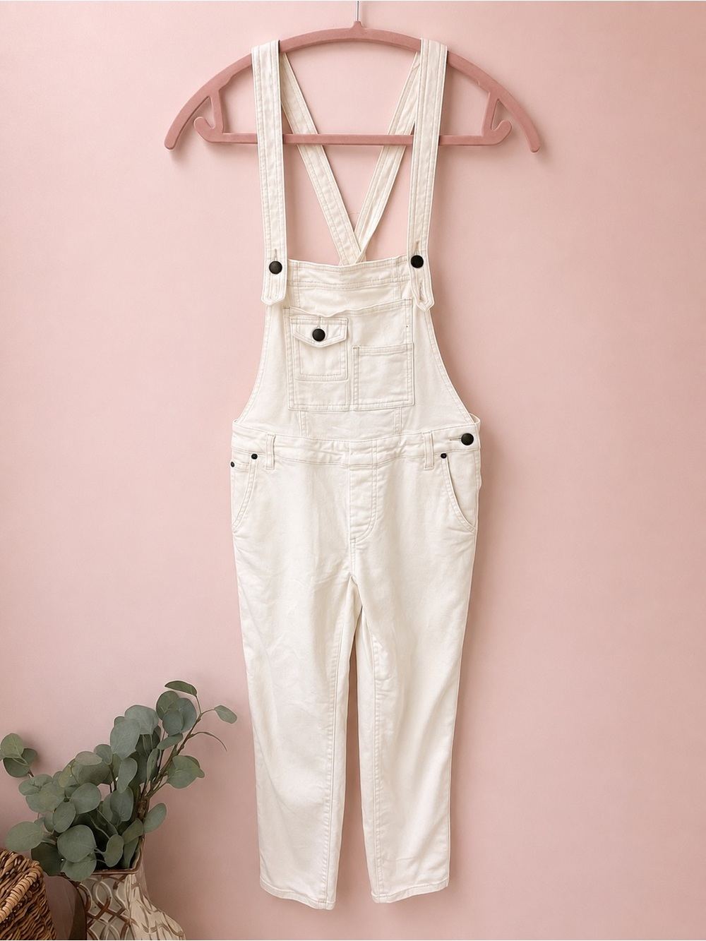 Free People Denim off white overalls